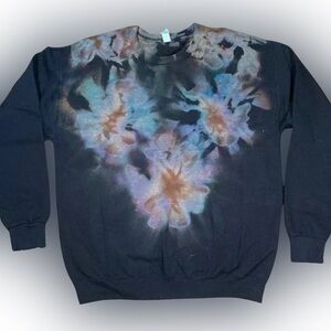 Bleached Jerzees Homemade Tie Dye Black Sweatshirt-Size Large